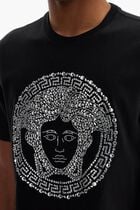 T-SHIRT COMPACT COTTON JERSEY FABRIC + MEDUSA CRYSTAL STRASS EMBROIDERY