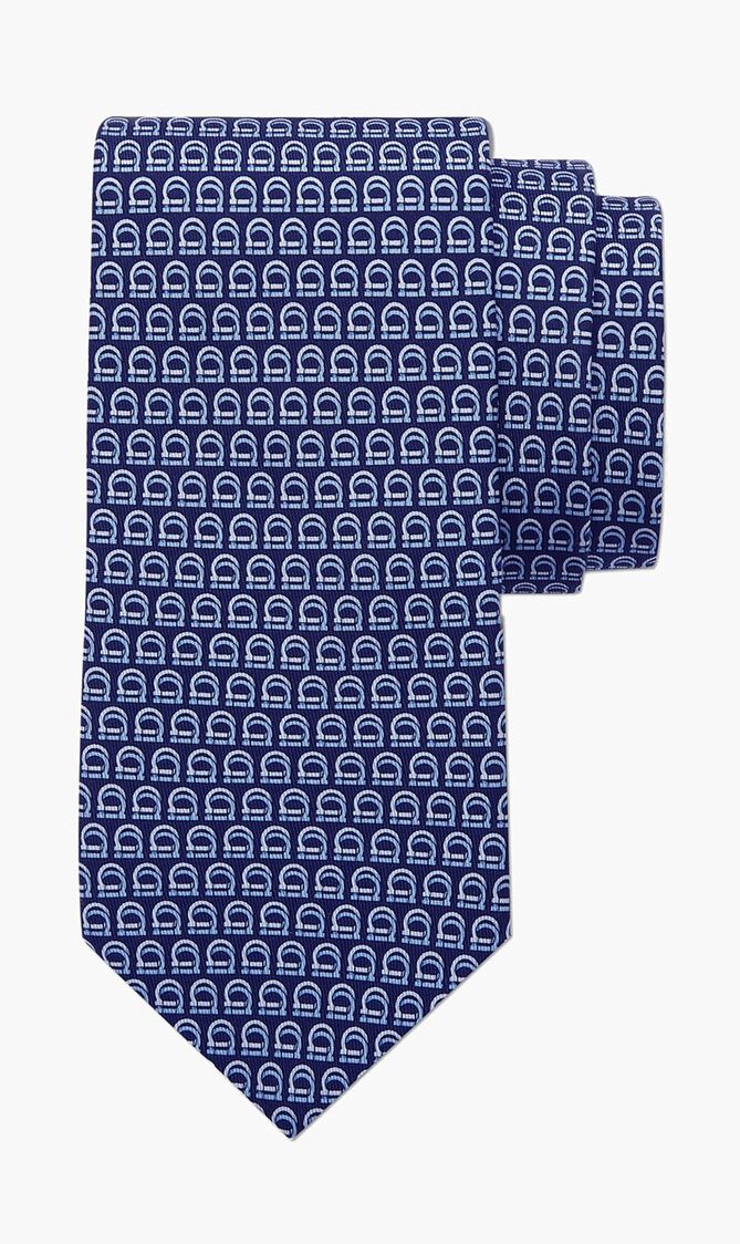 Gancini Printed Silk Tie