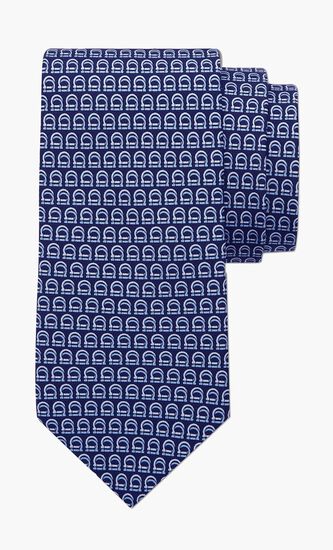 Gancini Printed Silk Tie