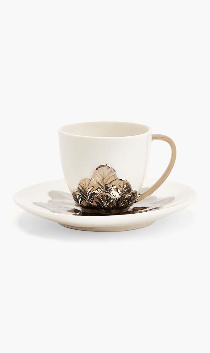 VLI PEACOCK COFFEE CUP WHITE PLATINUM