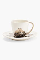 VLI PEACOCK COFFEE CUP WHITE PLATINUM
