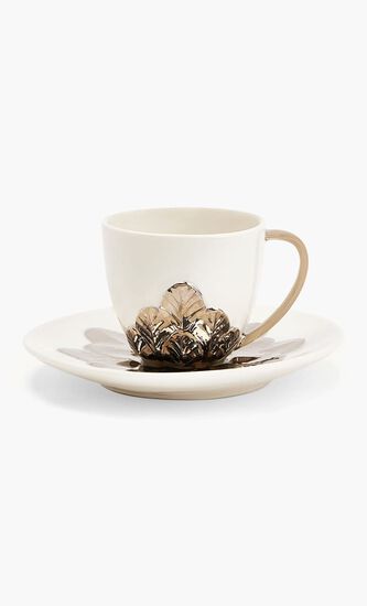 VLI PEACOCK COFFEE CUP WHITE PLATINUM