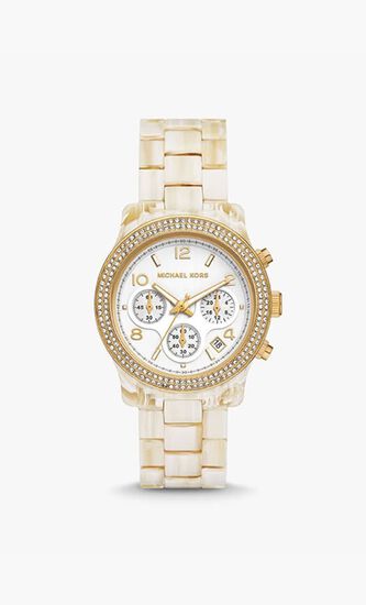 Runway Pav&eacute; Gold-Tone And Acetate Watch