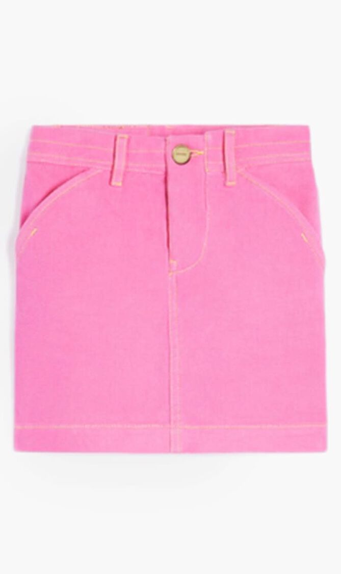 Contrast-Stitch Denim Mini Skirt