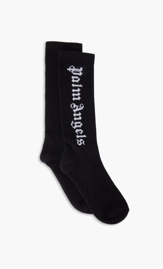VERTICAL LOGO SOCKS  WHITE BLACK