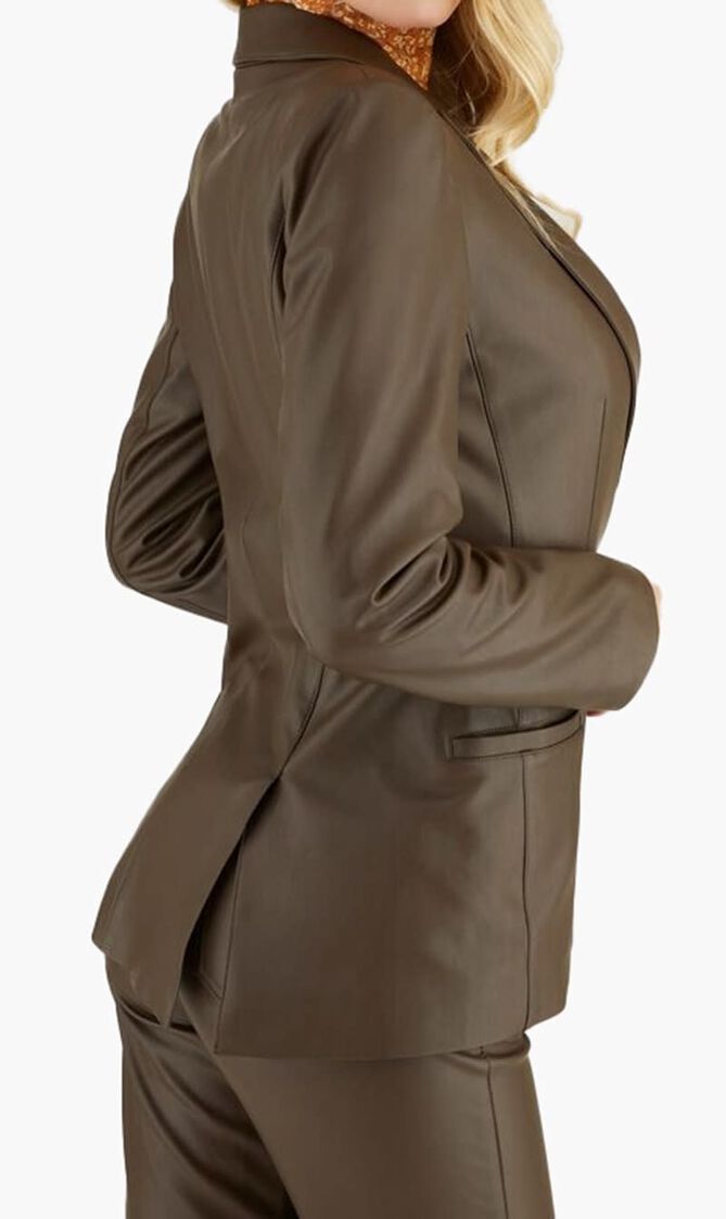 EMELIE BLAZER - COATED JERSEY FAUX LEATHER