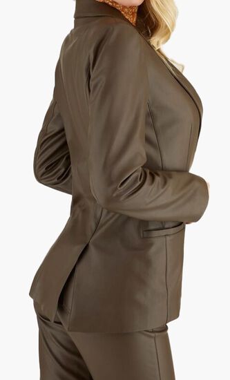 EMELIE BLAZER - COATED JERSEY FAUX LEATHER
