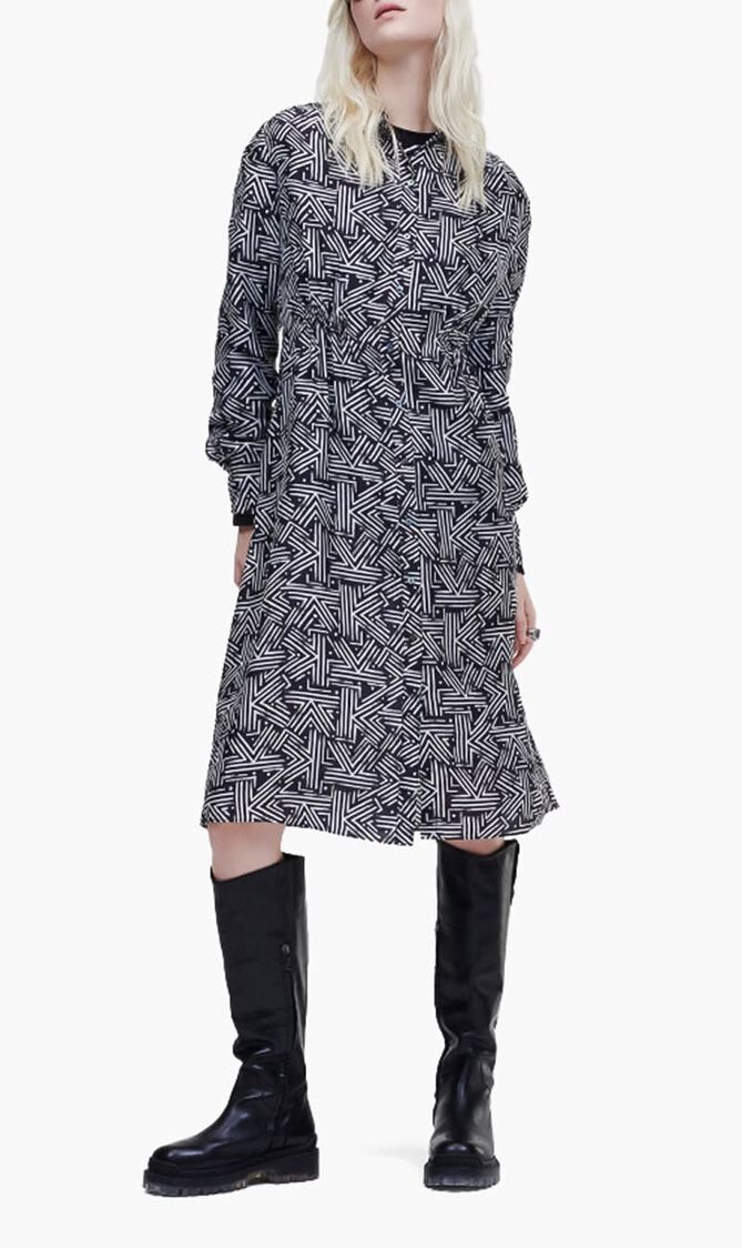 Printed Silk Shirt Dress