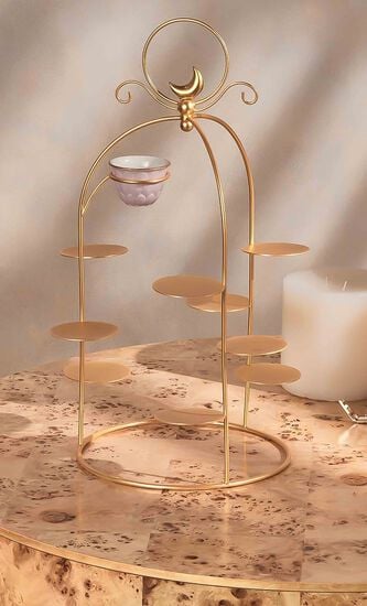 Peacock Extravaganza Pastry Stand & Coffee Cup Holder Gold