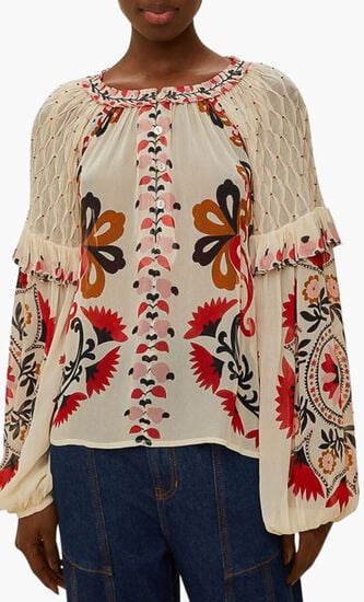 Cashew Mandala Smocked Blouse