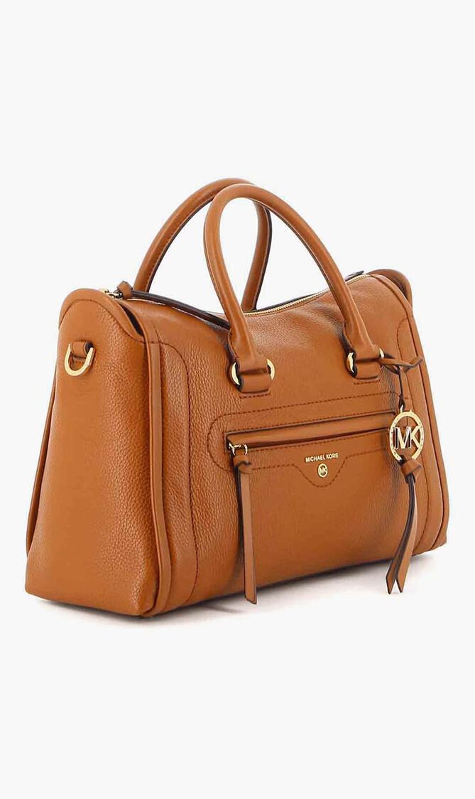Carine Medium Pebbled Leather Satchel Bag