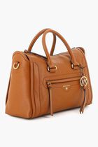 Carine Medium Pebbled Leather Satchel Bag