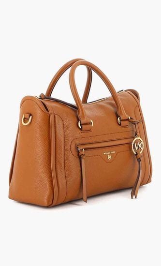 Carine Medium Pebbled Leather Satchel Bag