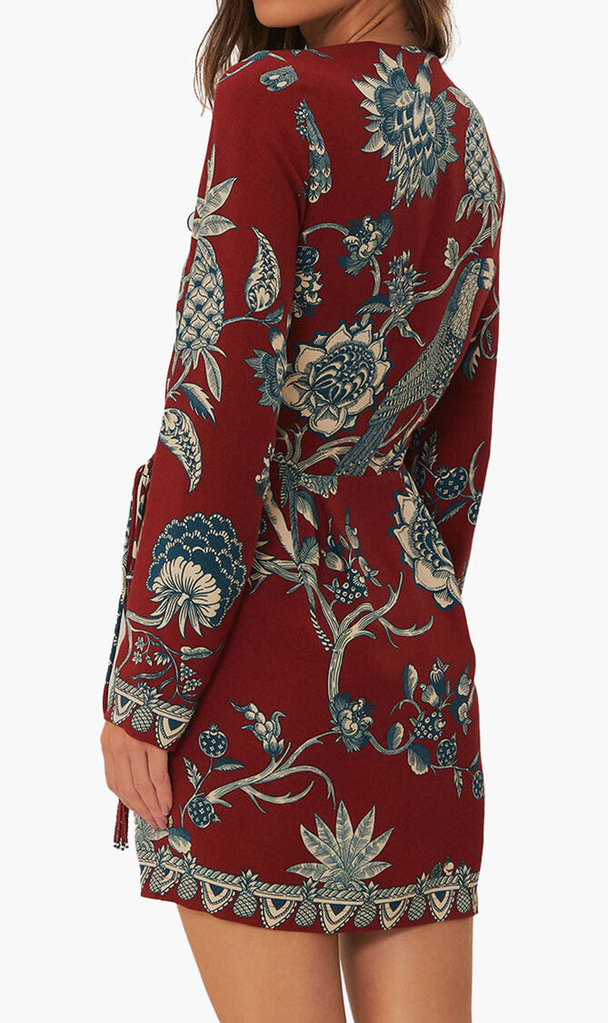 Tropical Landing Wrap Mini Dress