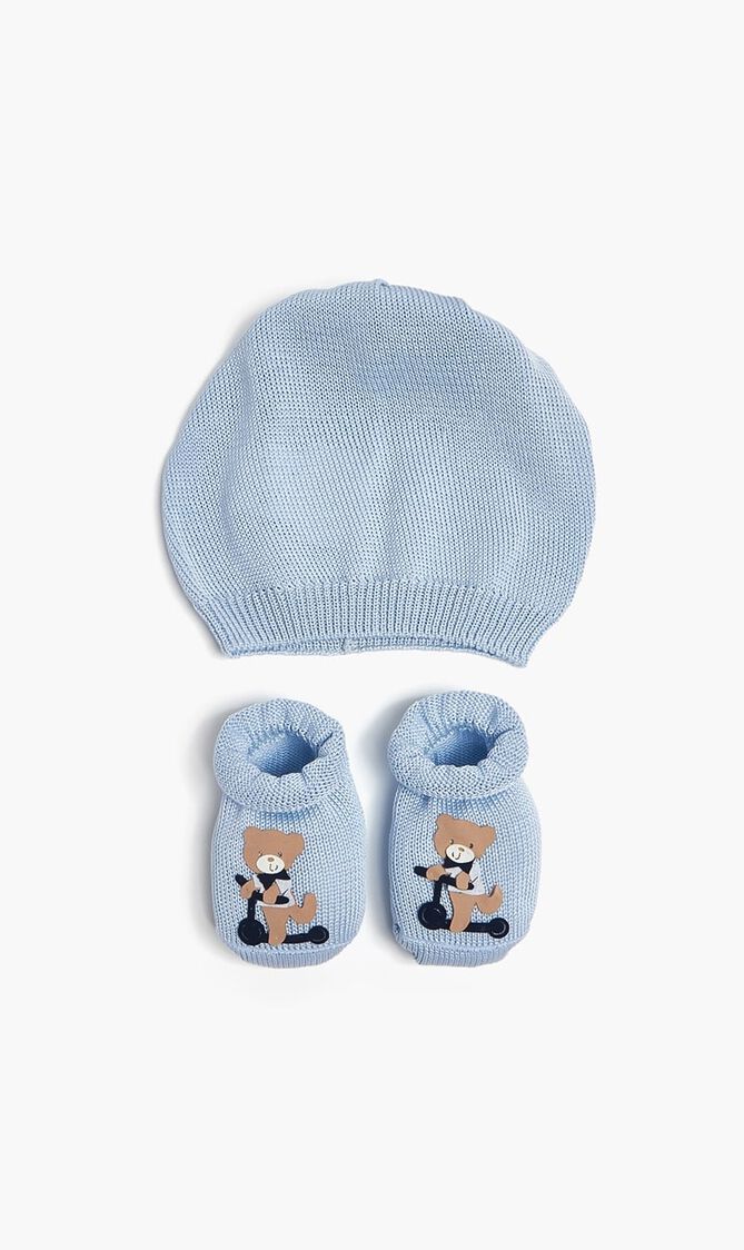Scooter Bear Hat and Booties Set