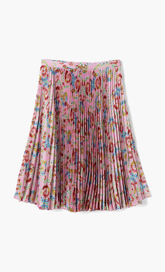 Floral Swirl Print Pleated Skirt