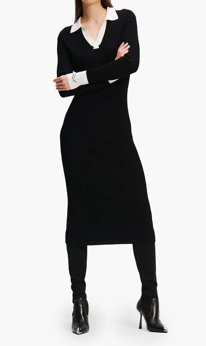 Long Sleeve Polo Knit Dress
