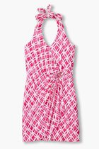 Clara Lovely Lattice Faux Wrap Halter Dress