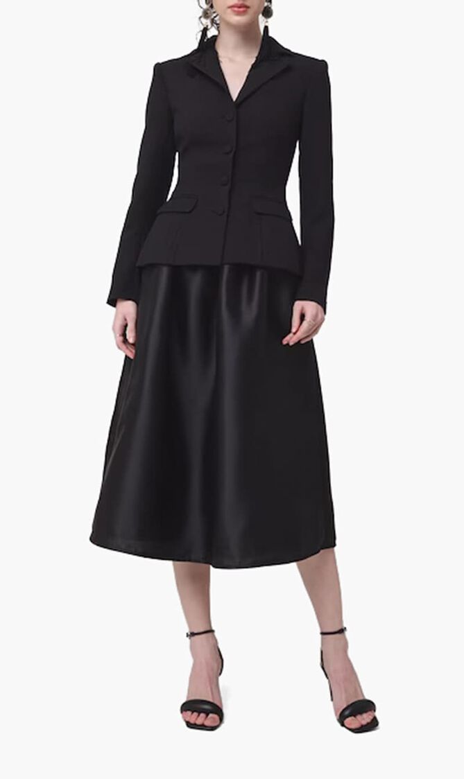 BLACK TAILORED MIDI DRESS