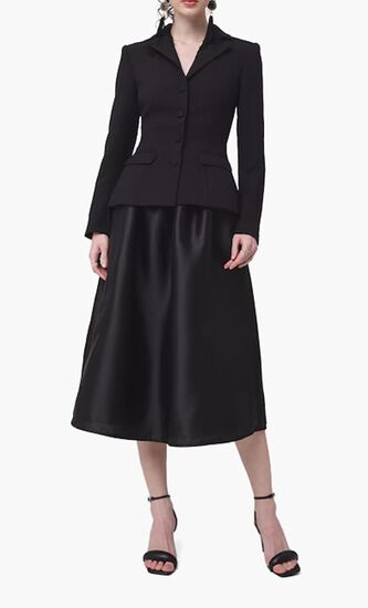 BLACK TAILORED MIDI DRESS