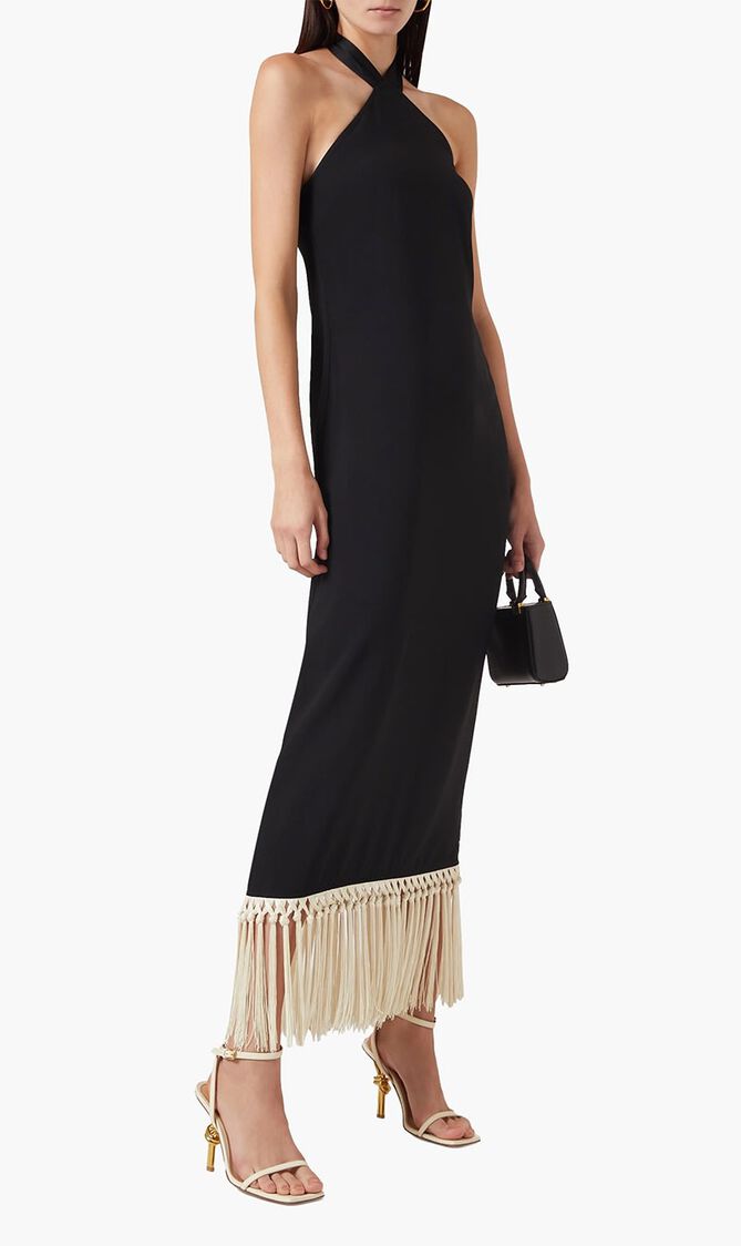 Nina Hand Tied Fringes Maxi Dress