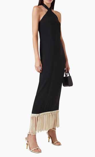 Nina Hand Tied Fringes Maxi Dress