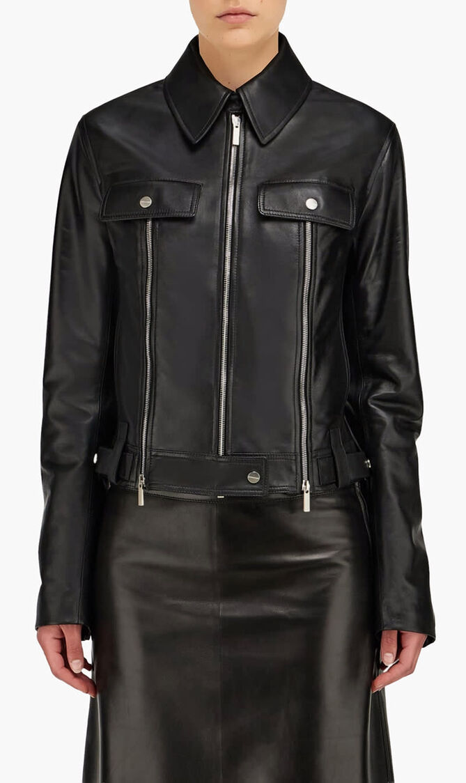 Biker Jacket with Vertical Zip Detail