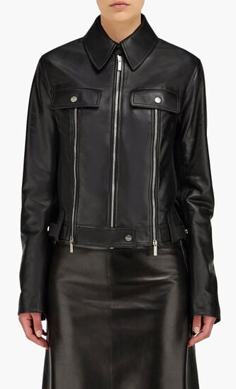 Biker Jacket with Vertical Zip Detail Biker Jacket with Vertical Zip Detail