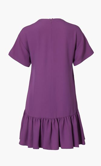 Flared Hem Crepe Dress