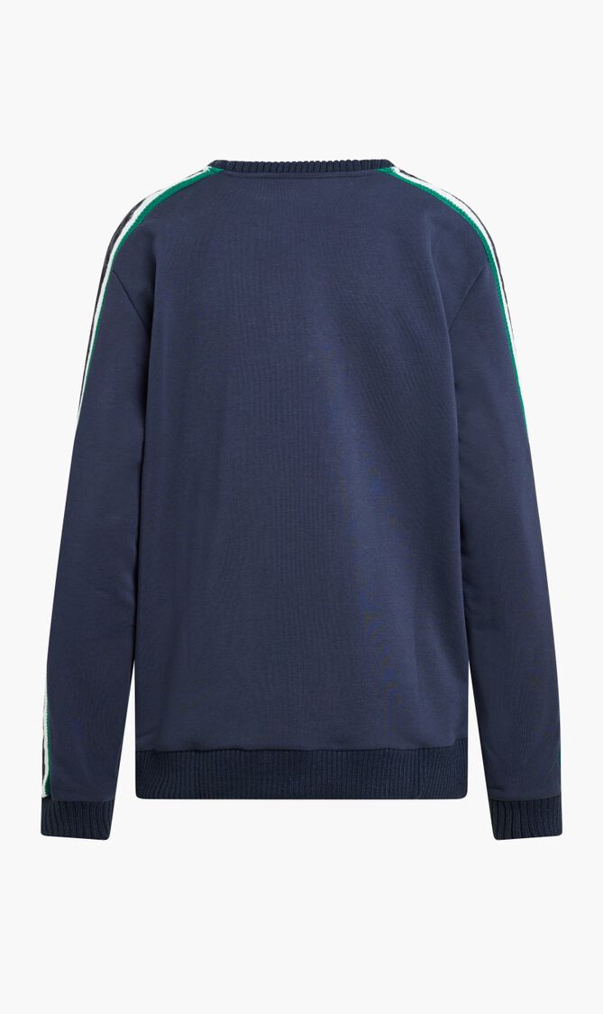 CREW TOP WITH KNITTED DETAIL ON SLEEVES