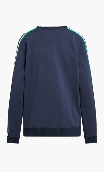 CREW TOP WITH KNITTED DETAIL ON SLEEVES
