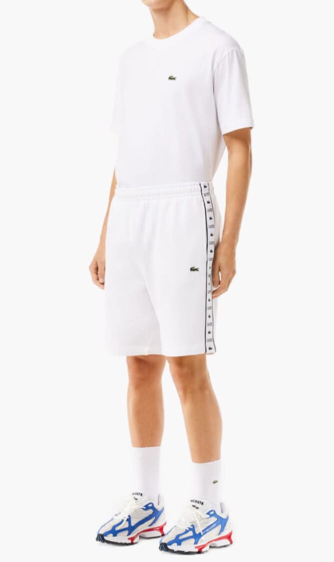 Logo Stripe Fleece Jogger Shorts