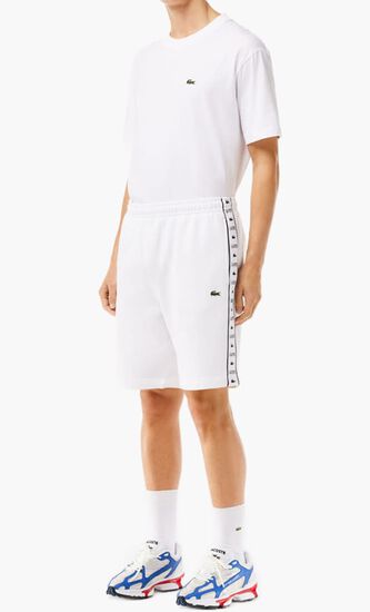 Logo Stripe Fleece Jogger Shorts