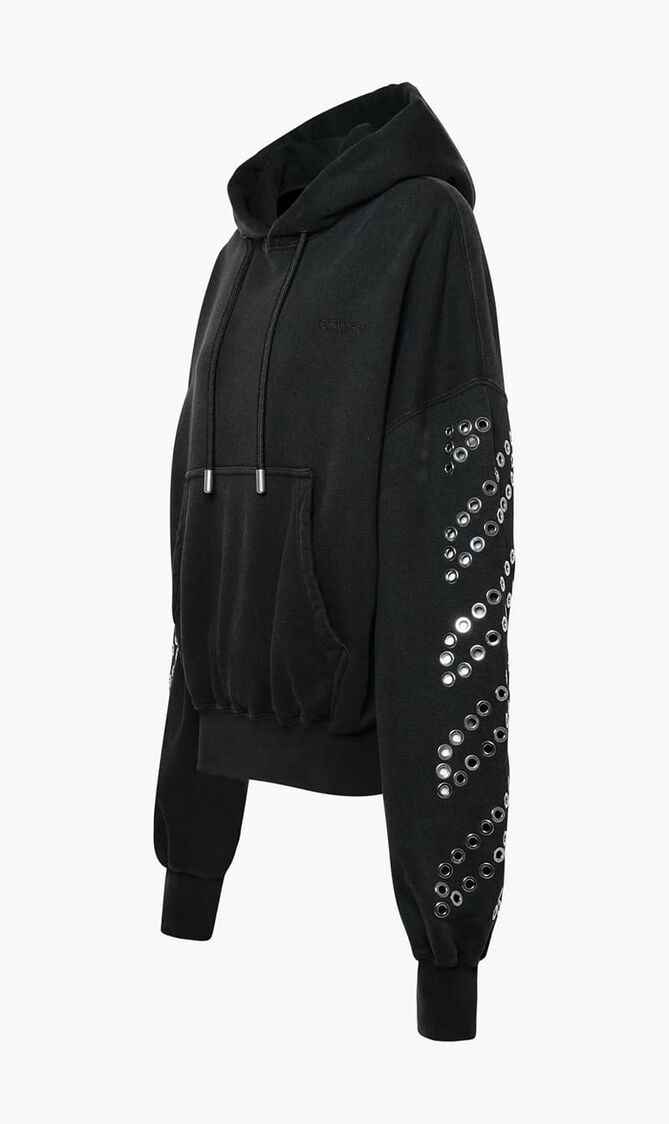 EYELET DIAGS OVER HOODIE BLACK NO COLOR