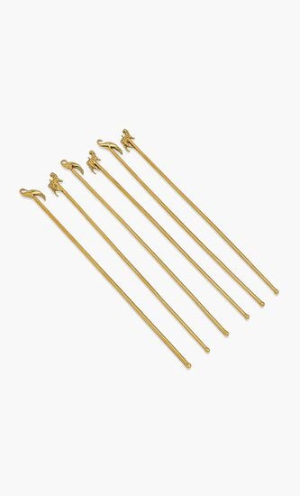 Sagar Swizzle Stir Gold Set Of 6