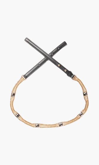 Leather & Rhinestone Chain Belt