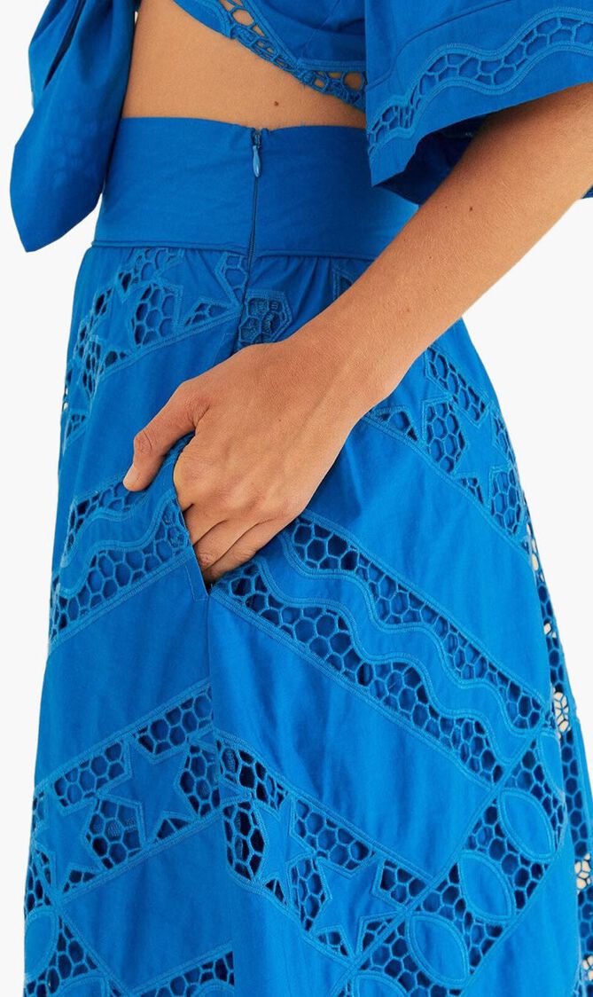 Striped Richelieu Midi Skirt