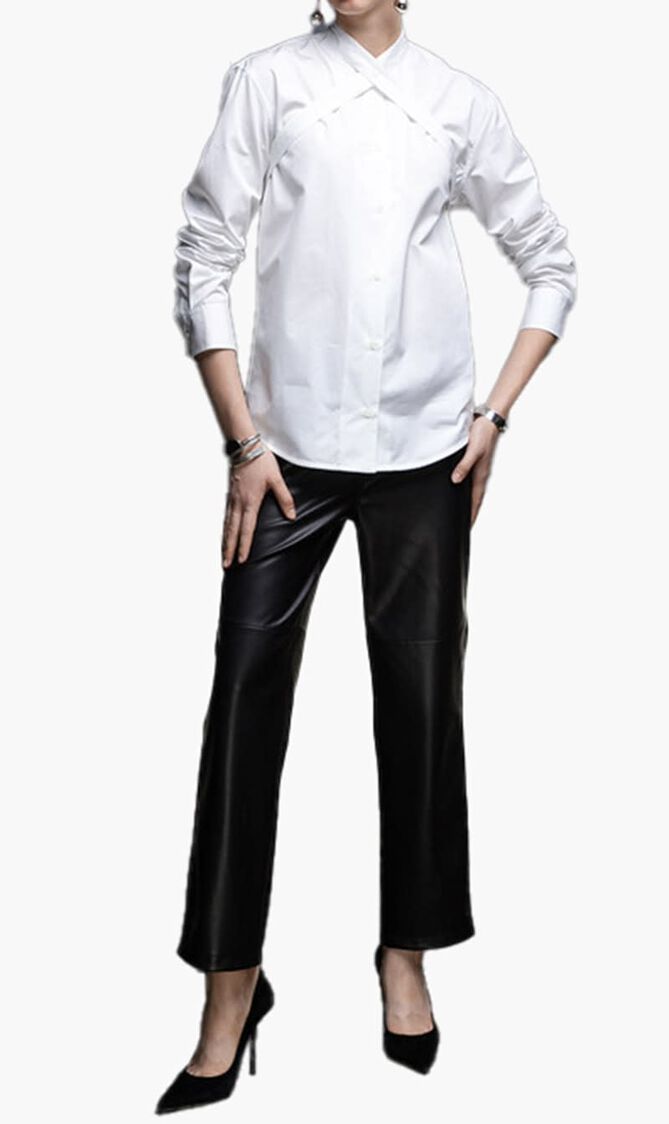 POPLIN CROSS BELT SHIRT WHITE NO COLOR