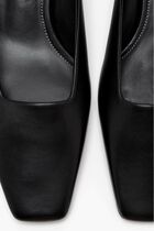 SQUARE LEATHER KITTEN MULES