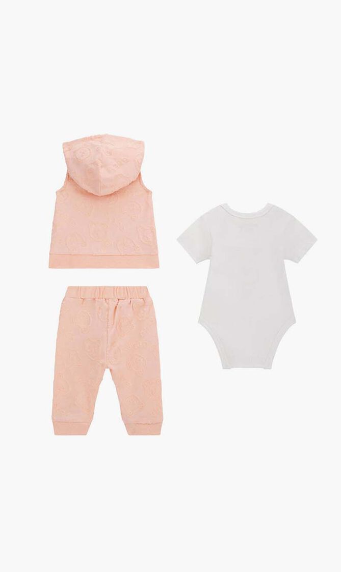 Baby Set Salmon White with Teddy Bear