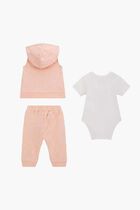 Baby Set Salmon White with Teddy Bear