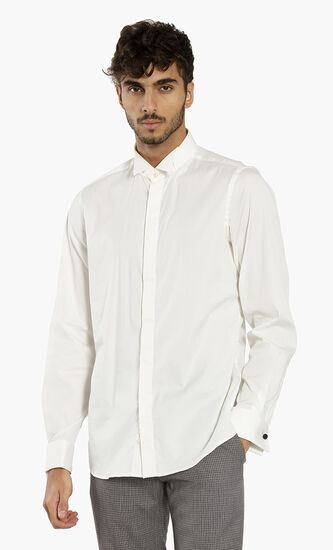 Jacquard Pleated Long Sleeves Shirt