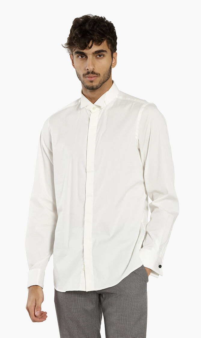 Jacquard Pleated Long Sleeves Shirt