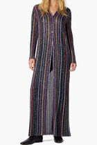 Striped Knit Long Cardigan