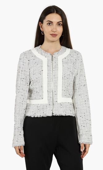 Adala Stripe Panel Cropped Jacket