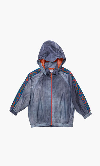 Technical Denim Print Windbreaker