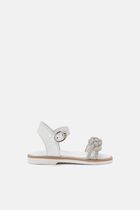 CRYSTAL BRAID BAND EMBELLISHED LEATHER SANDAL