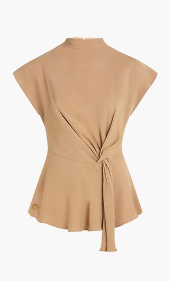 FLUID SHORT SLEEVE KNOT BLOUSE