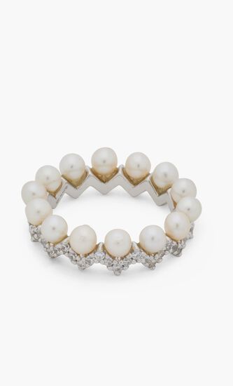Apm Up And Down Ring With Pearls - Silver
