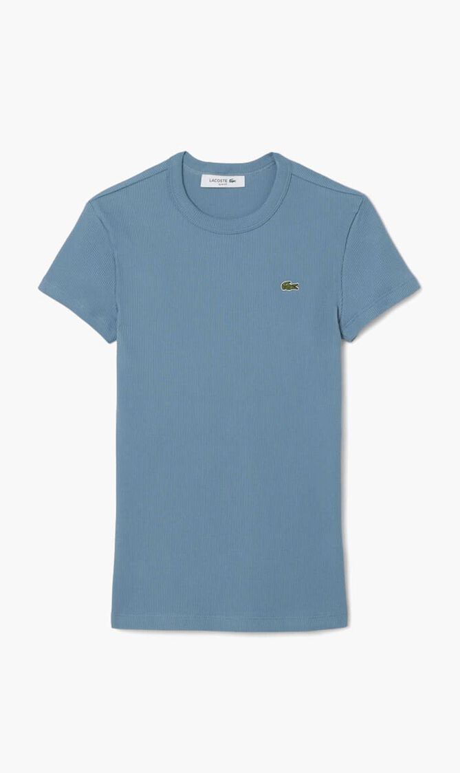 Slim Fit Ribbed Cotton T-shirt